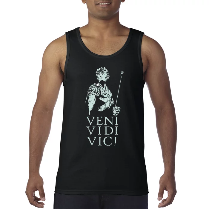 Roman Quotes Julius Caesar Figure Veni Vidi Vici Tank Top