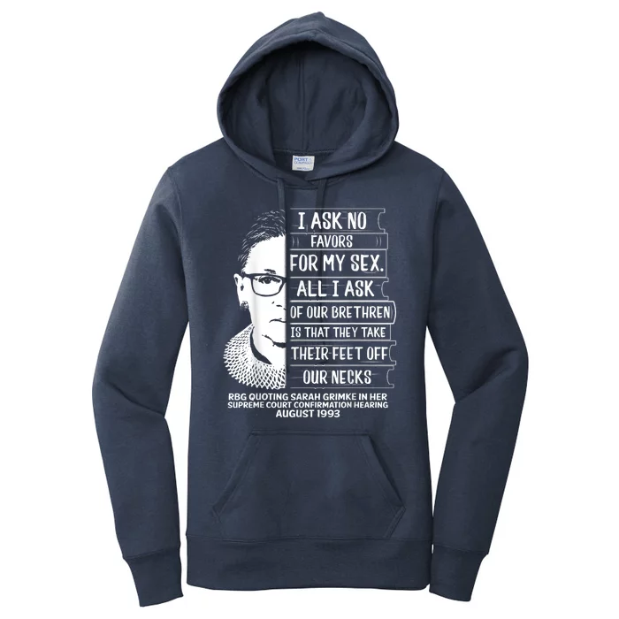 Rbg Quote Ruth Bader Ginsburg I Ask No Favor Women's Pullover Hoodie