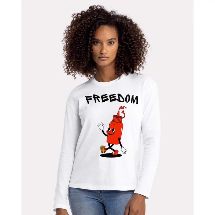 Random Quirky Squirting Freedom Womens Cotton Relaxed Long Sleeve T-Shirt