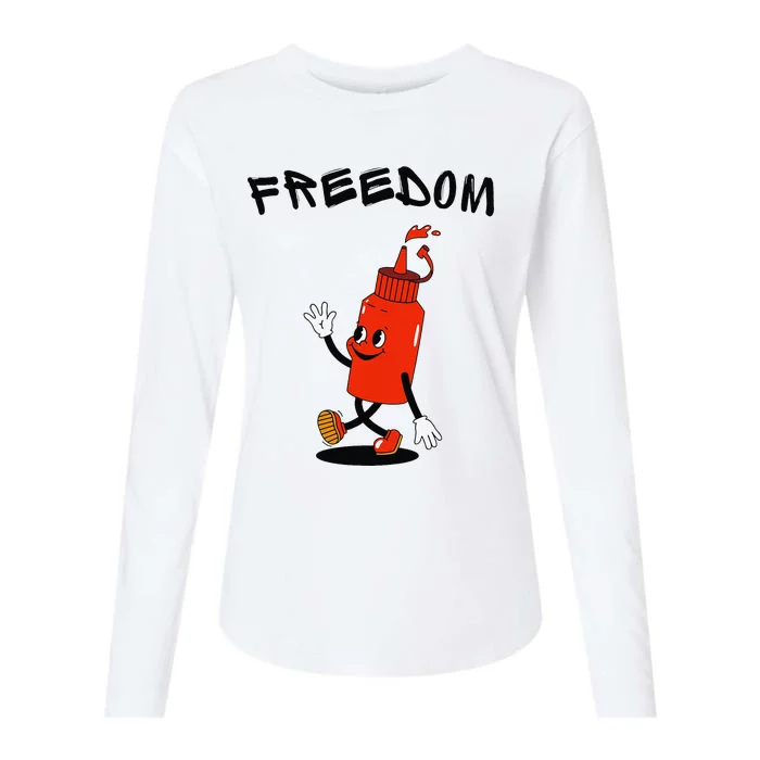 Random Quirky Squirting Freedom Womens Cotton Relaxed Long Sleeve T-Shirt