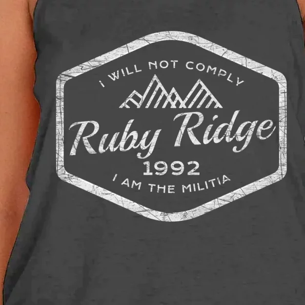 Ruby Ridge 1992. I Will Not Comply. Premium Women's Knotted Racerback Tank