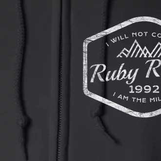 Ruby Ridge 1992. I Will Not Comply. Premium Full Zip Hoodie