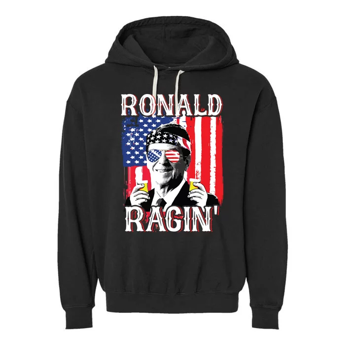 Ronald Ragin 4th Of July Merica Women American Flag Garment-Dyed Fleece Hoodie