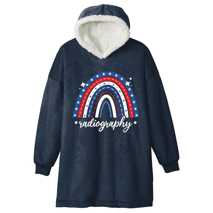 Rainbow Radiography 4th Of July Usa Flag America Patriotic Gift Hooded Wearable Blanket