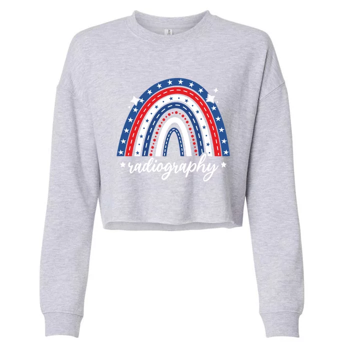 Rainbow Radiography 4th Of July Usa Flag America Patriotic Gift Cropped Pullover Crew