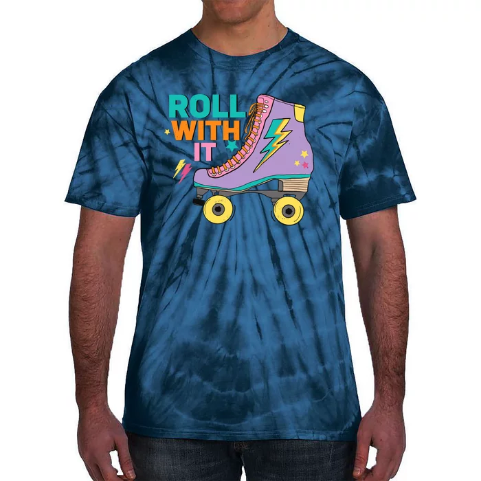 Retro Rollerskates 80S Derby Roller Skating For Teen Girl Tie-Dye T-Shirt