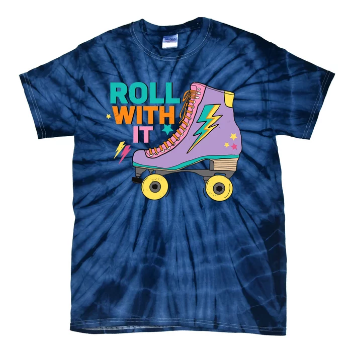 Retro Rollerskates 80S Derby Roller Skating For Teen Girl Tie-Dye T-Shirt