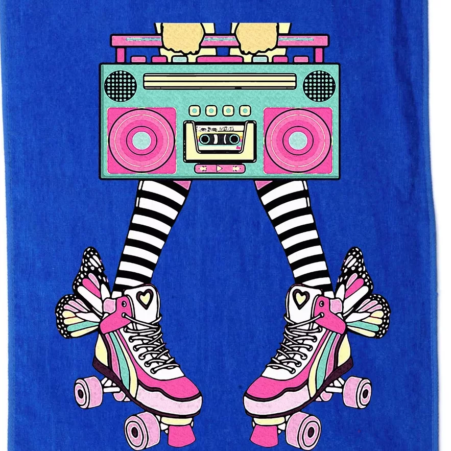 Retro Rollerskates 80s Roller Disco Skating Platinum Collection Golf Towel