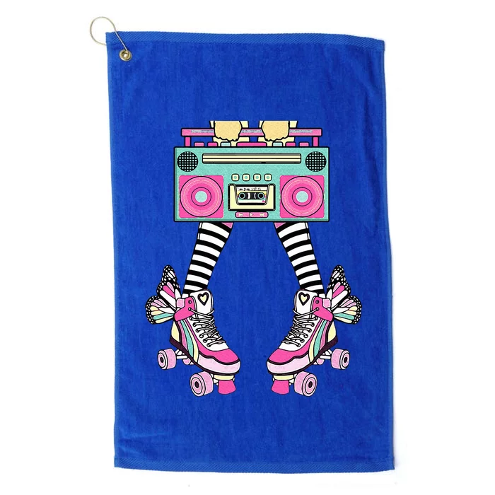 Retro Rollerskates 80s Roller Disco Skating Platinum Collection Golf Towel