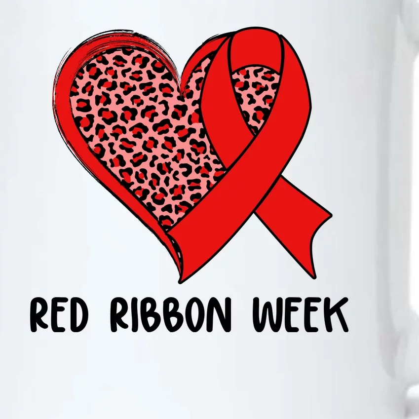 Red Ribbon Awareness Week Leopard Print Heart Black Color Changing Mug