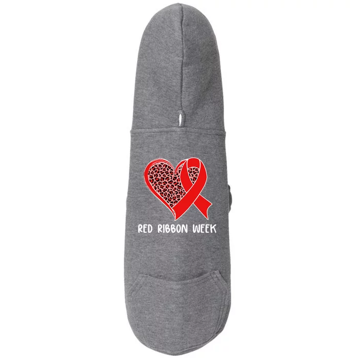 Red Ribbon Awareness Week Leopard Print Heart Doggie 3-End Fleece Hoodie