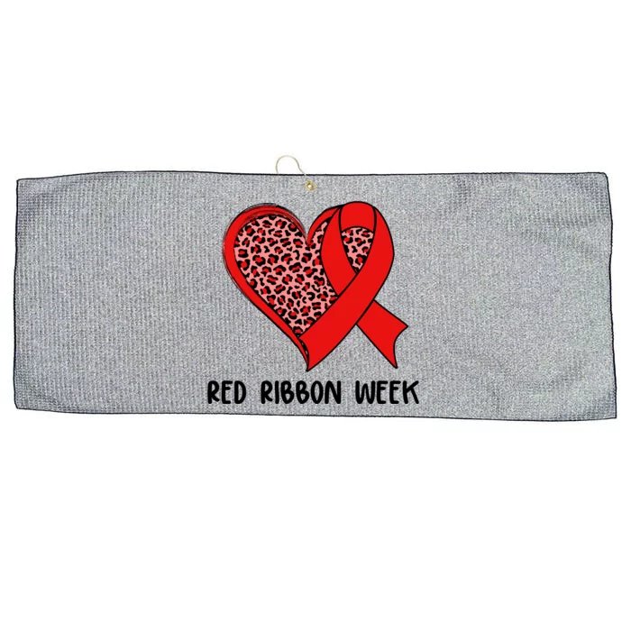 Red Ribbon Awareness Week Leopard Print Heart Large Microfiber Waffle Golf Towel