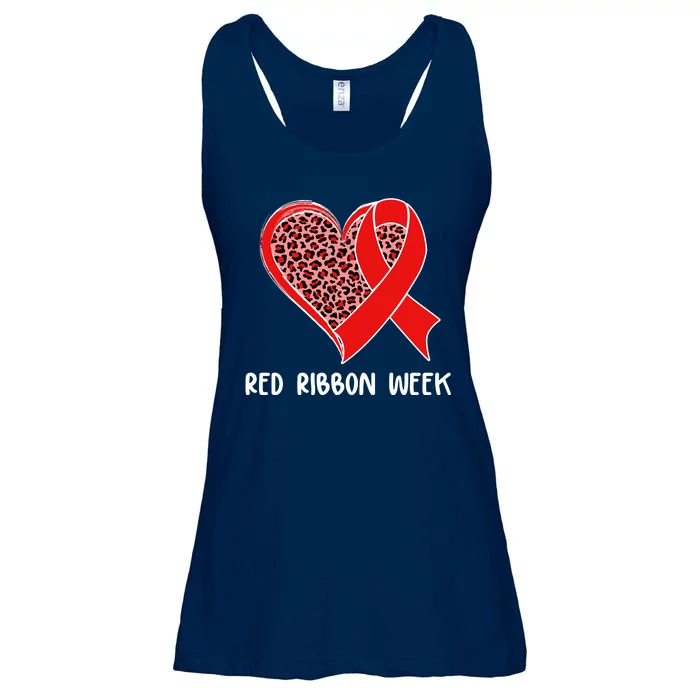 Red Ribbon Awareness Week Leopard Print Heart Ladies Essential Flowy Tank