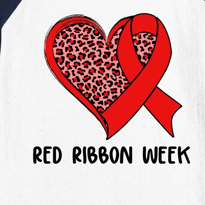 Red Ribbon Awareness Week Leopard Print Heart Baseball Sleeve Shirt