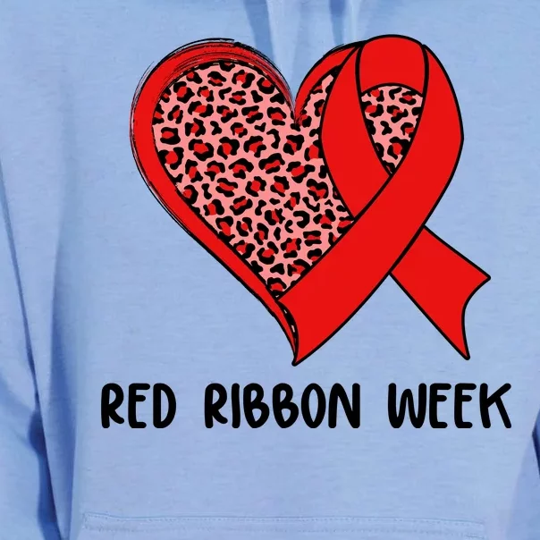 Red Ribbon Awareness Week Leopard Print Heart Unisex Surf Hoodie