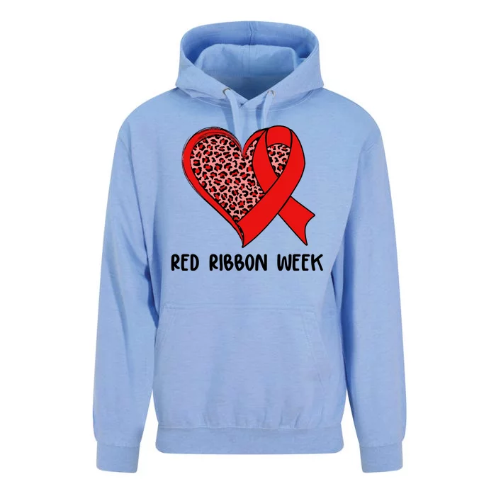 Red Ribbon Awareness Week Leopard Print Heart Unisex Surf Hoodie