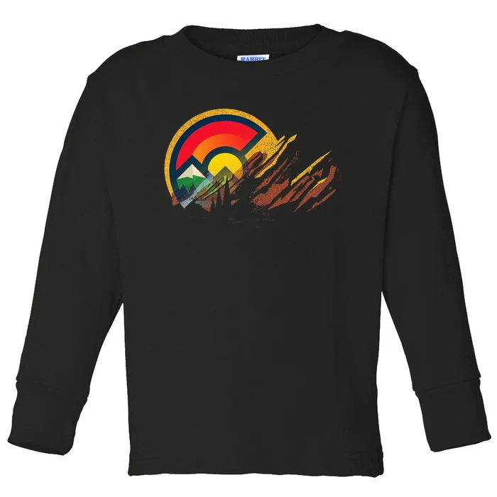 Red Rocks Amphitheater Colorado State Flag Toddler Long Sleeve Shirt