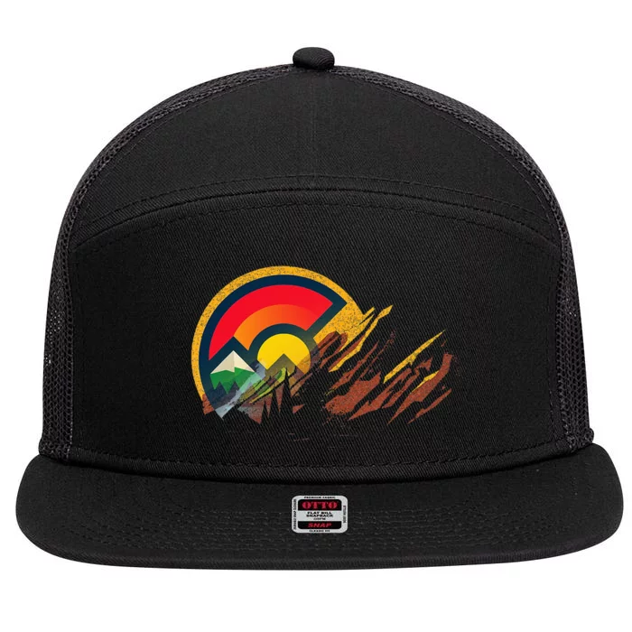 Red Rocks Amphitheater Colorado State Flag 7 Panel Mesh Trucker Snapback Hat