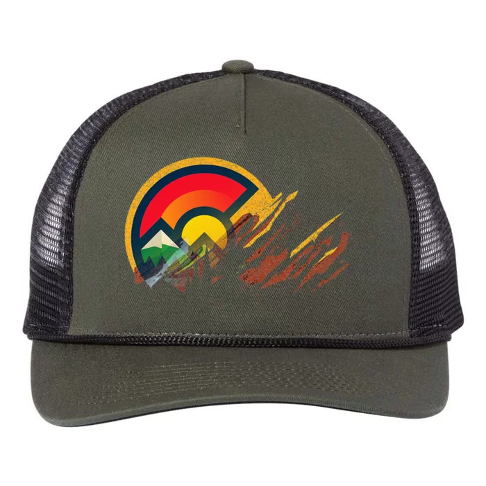 Red Rocks Amphitheater Colorado State Flag Retro Rope Trucker Hat Cap