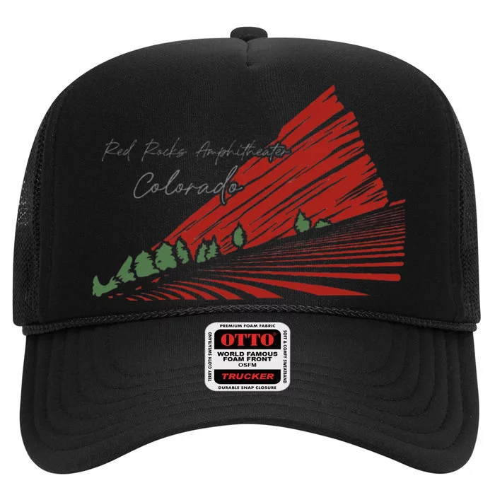 Red Rocks Amphitheater Colorado High Crown Mesh Trucker Hat