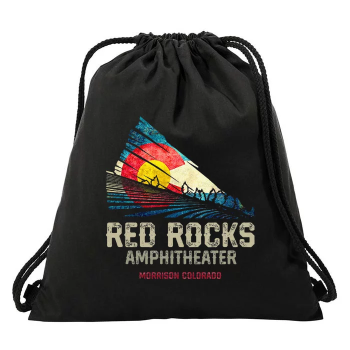 Red Rocks Amphitheater Colorado C State Flag Drawstring Bag