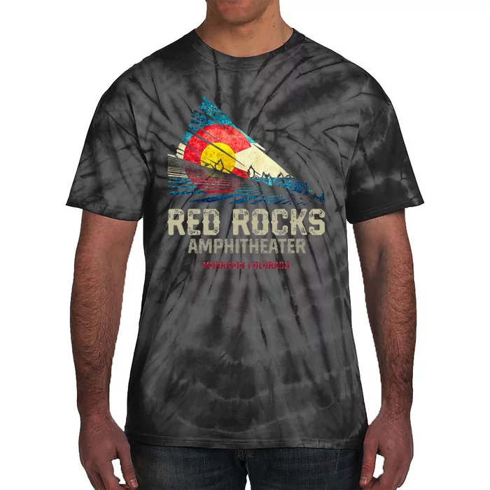 Red Rocks Amphitheater Colorado C State Flag Tie-Dye T-Shirt