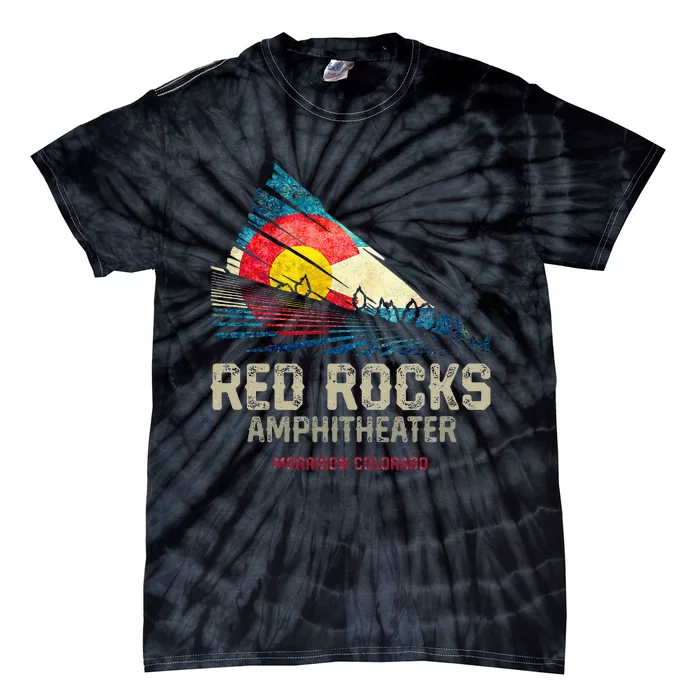 Red Rocks Amphitheater Colorado C State Flag Tie-Dye T-Shirt