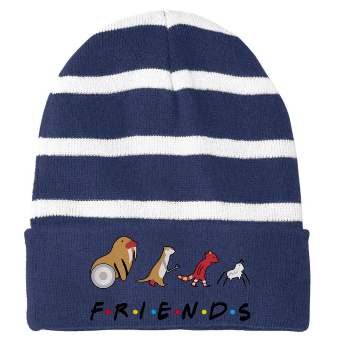 Rocket Raccoon And Friends Movie Comics Rocket Fan Striped Beanie with Solid Band