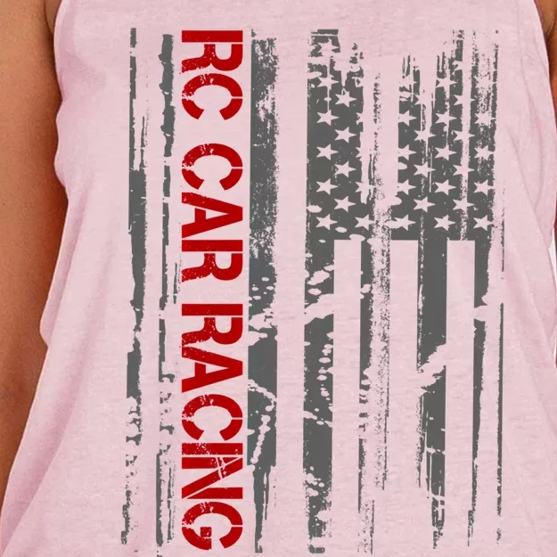 Rc Racing American Flag Remote Radio Controlled Rc Car Meaningful Gift Women's Knotted Racerback Tank