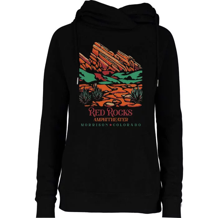 Red Rocks Amphitheater Morrison Colorado Poster Art Womens Funnel Neck Pullover Hood