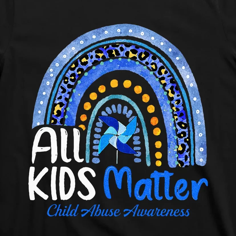 Retro Rainbow All Matter Pinwheel Child Abuse Awareness T-Shirt