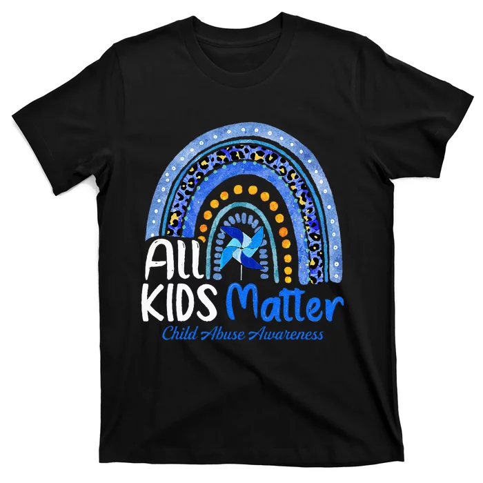 Retro Rainbow All Matter Pinwheel Child Abuse Awareness T-Shirt