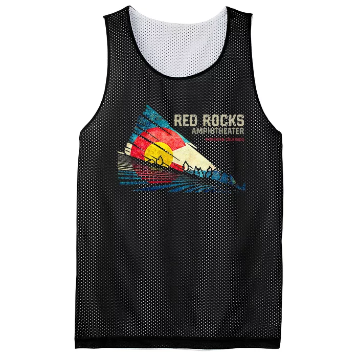 Red Rocks Amphitheater Colorado C State Flag Mesh Reversible Basketball Jersey Tank