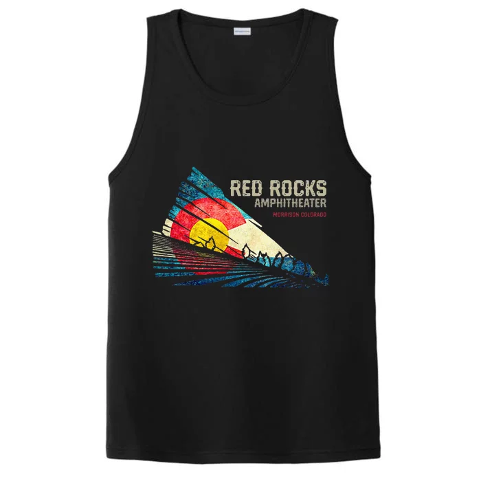 Red Rocks Amphitheater Colorado C State Flag Performance Tank