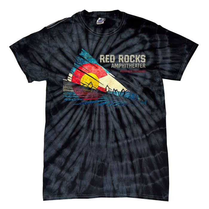 Red Rocks Amphitheater Colorado C State Flag Tie-Dye T-Shirt