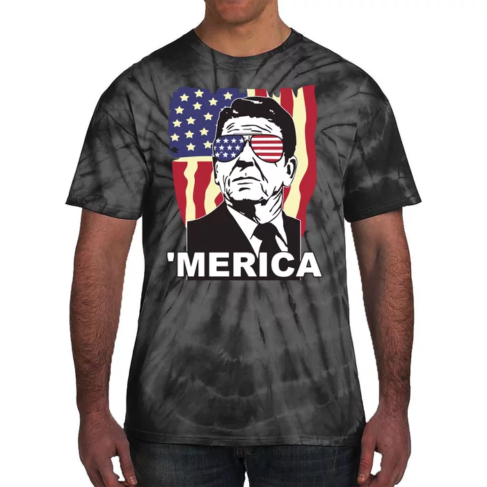 Ronald Reagan America Meriited Sta Flag Funny Unsates Hoodie Tie-Dye T-Shirt