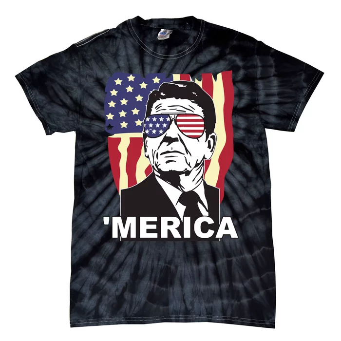 Ronald Reagan America Meriited Sta Flag Funny Unsates Hoodie Tie-Dye T-Shirt