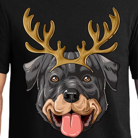 Rottweiler Reindeer Antlers Christmas Rottweiler Gift Pajama Set