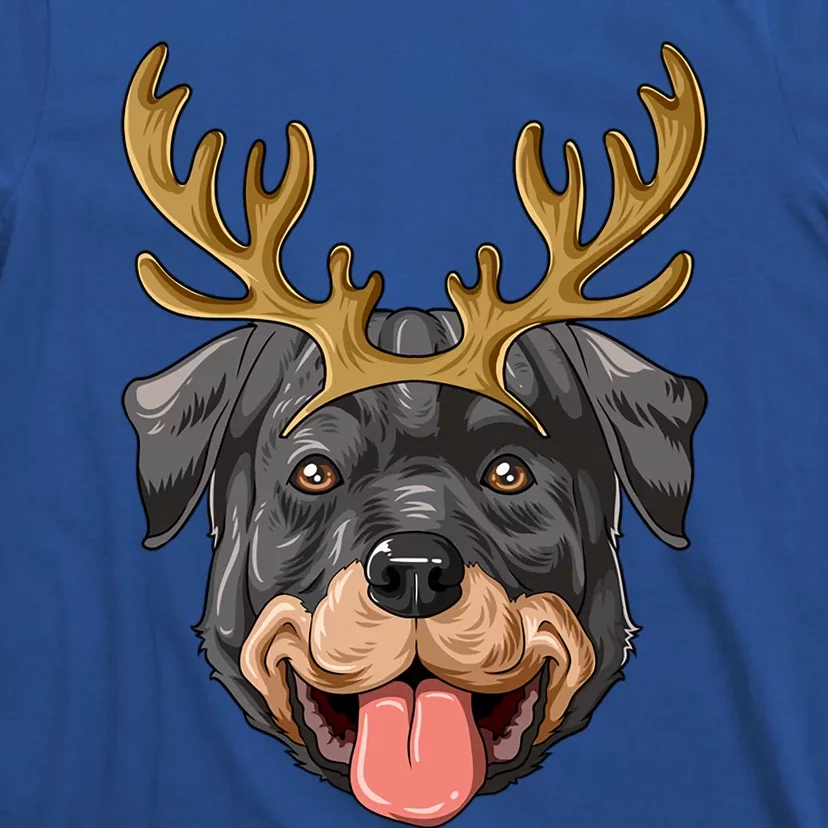 Rottweiler Reindeer Antlers Christmas Rottweiler Gift T-Shirt