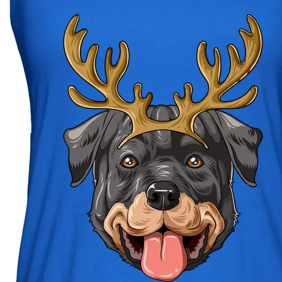 Rottweiler Reindeer Antlers Christmas Rottweiler Gift Ladies Essential Flowy Tank