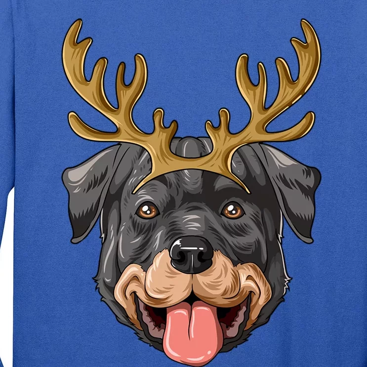 Rottweiler Reindeer Antlers Christmas Rottweiler Gift Tall Long Sleeve T-Shirt