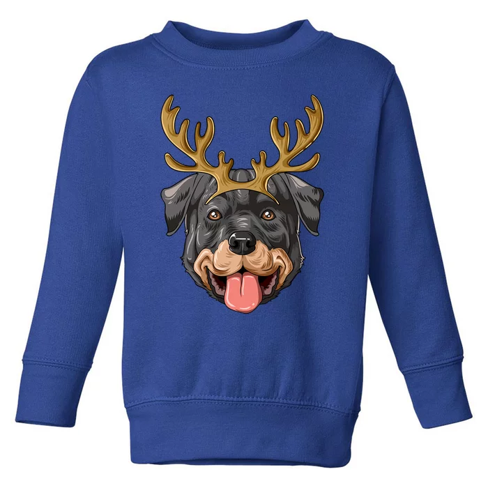 Rottweiler Reindeer Antlers Christmas Rottweiler Gift Toddler Sweatshirt