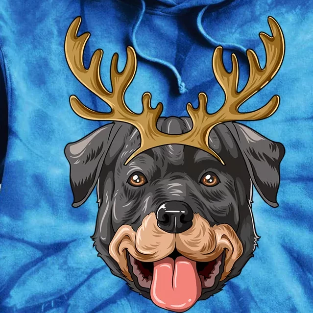 Rottweiler Reindeer Antlers Christmas Rottweiler Gift Tie Dye Hoodie