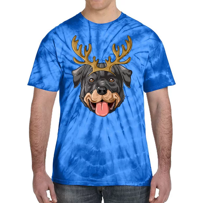 Rottweiler Reindeer Antlers Christmas Rottweiler Gift Tie-Dye T-Shirt