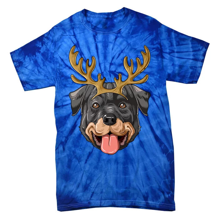 Rottweiler Reindeer Antlers Christmas Rottweiler Gift Tie-Dye T-Shirt