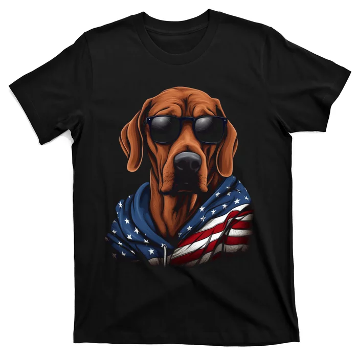 Rhodesian Ridgeback American Flag USA Tee 4th July Gifts T-Shirt