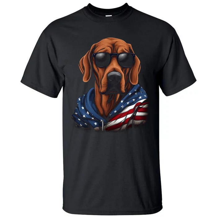 Rhodesian Ridgeback American Flag USA Tee 4th July Gifts Tall T-Shirt