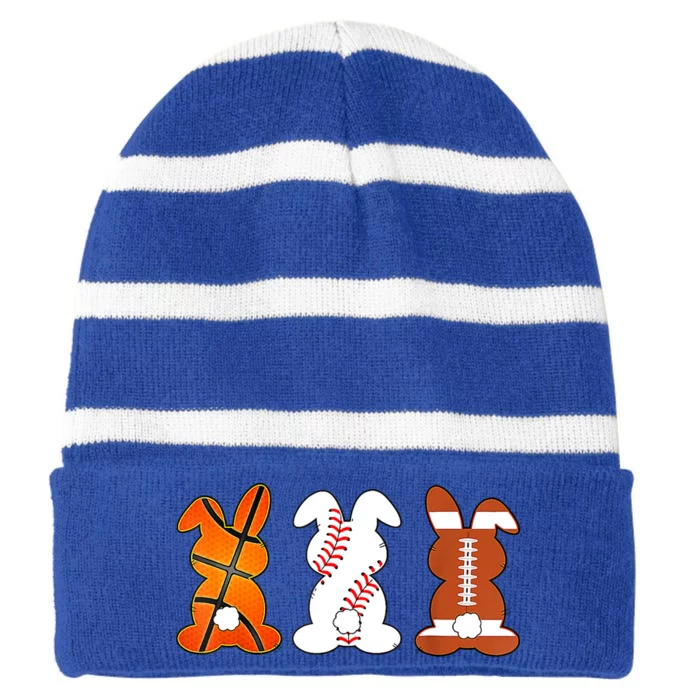 Rabbits Striped Beanie with Solid Band