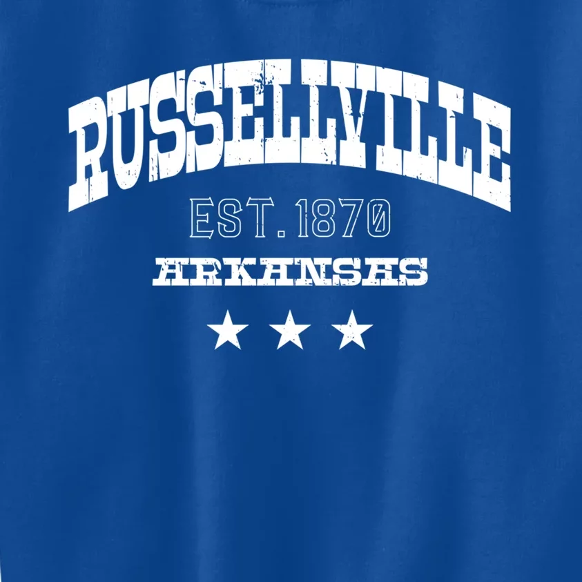 Retro Russellville Arkansas Ar Athletic Souvenir Gift Kids Sweatshirt