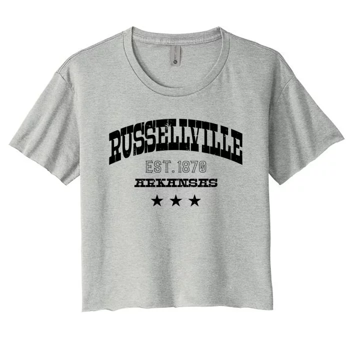 Retro Russellville Arkansas Ar Athletic Souvenir Gift Women's Crop Top Tee